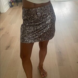 Zara Cheetah Sequin Mini Skirt